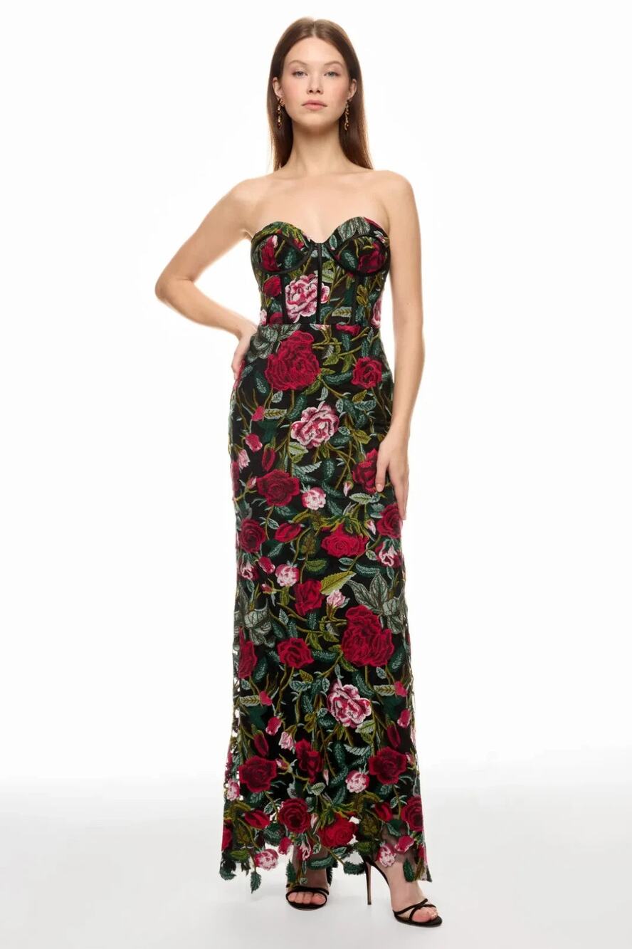Ieena for Mac Duggal Strapless Bustier Top Gown Maxi Dress SIZE 4